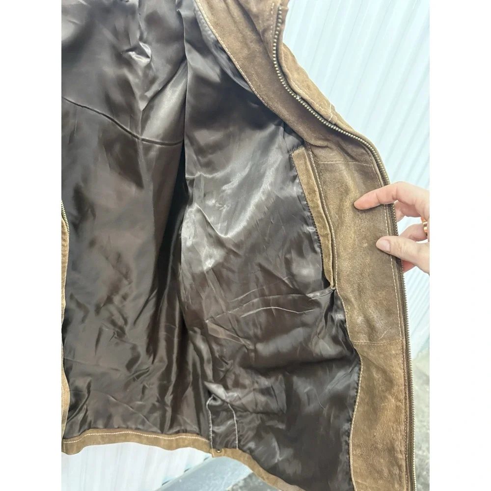 Vintage Luis Alvear Barcelona Genuine Leather Jacket Mens XL Lightweight‎ Brown